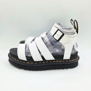 DR. MARTENS BLAIRE WHITE LEATHER WOMENS PLATFORM STRAPPY SANDALS SZ US 7 EU 38